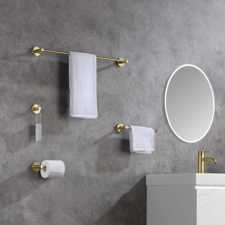 Brushed Gold Circular 5-Piece Metal Bathroom Hardware Set