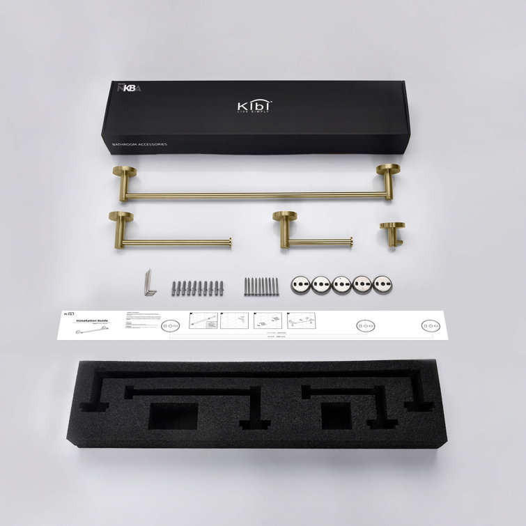 Brushed Gold Circular 5-Piece Metal Bathroom Hardware Set