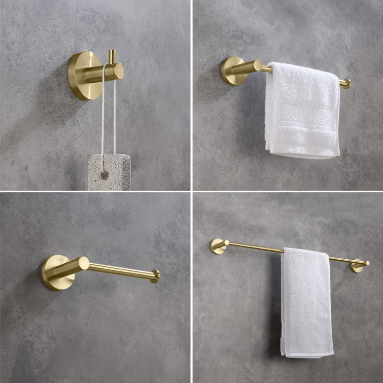 Brushed Gold Circular 5-Piece Metal Bathroom Hardware Set