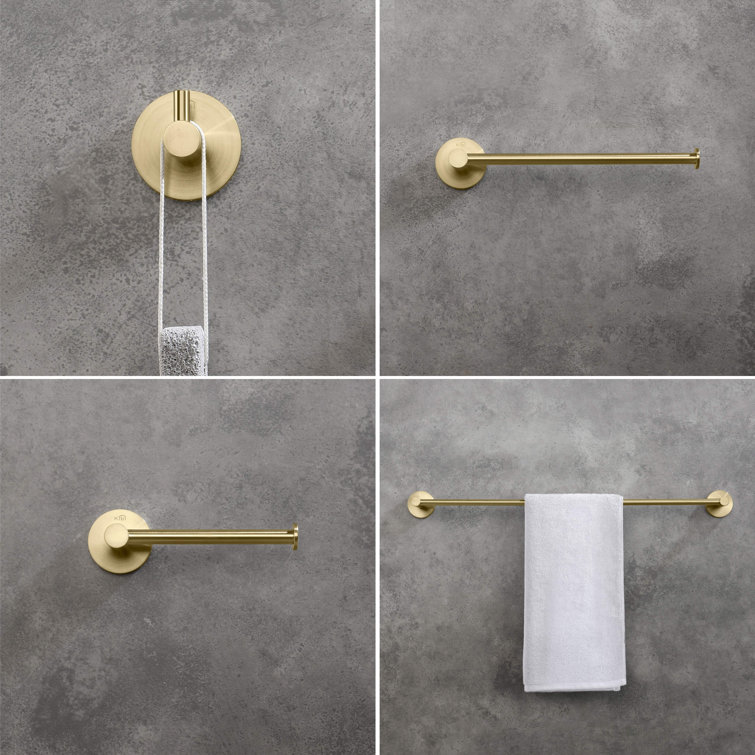 Brushed Gold Circular 5-Piece Metal Bathroom Hardware Set
