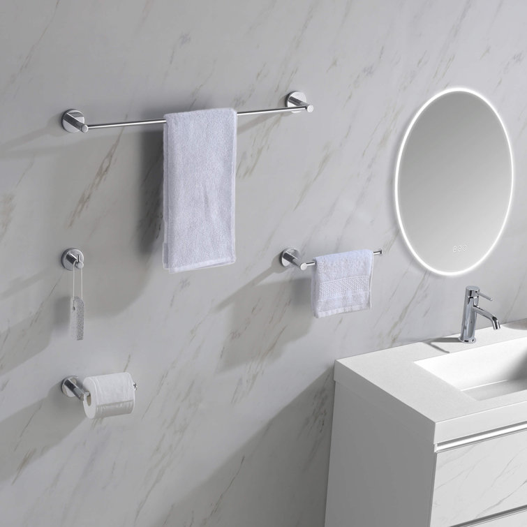 Chrome Circular 5-Piece Metal Bathroom Hardware Set