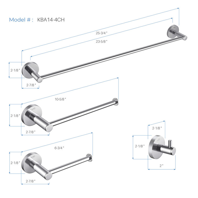 Chrome Circular 5-Piece Metal Bathroom Hardware Set