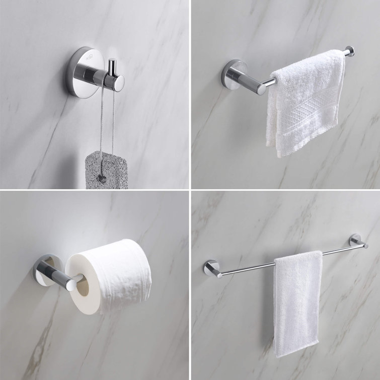 Chrome Circular 5-Piece Metal Bathroom Hardware Set