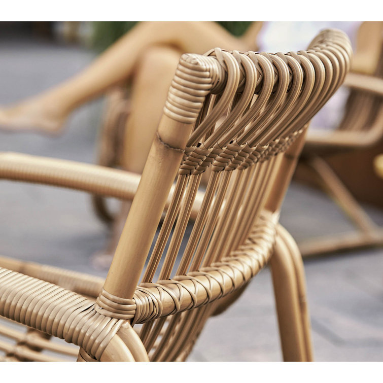 Natural Rattan-Like Outdoor Patio Chair with Arms