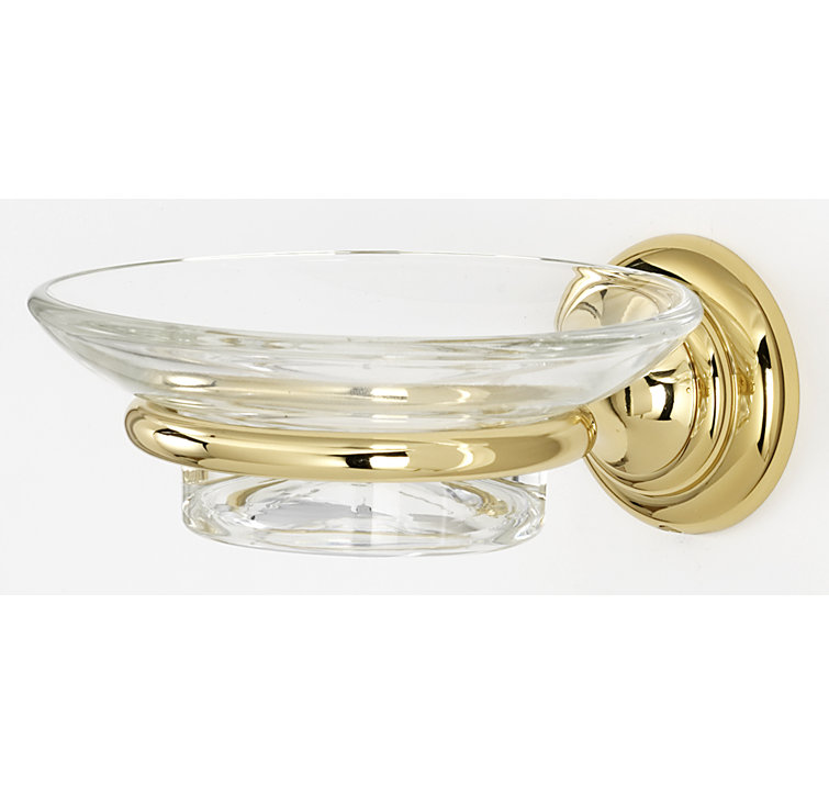 Polished Brass and Glass Wall-Mounted Soap Dish