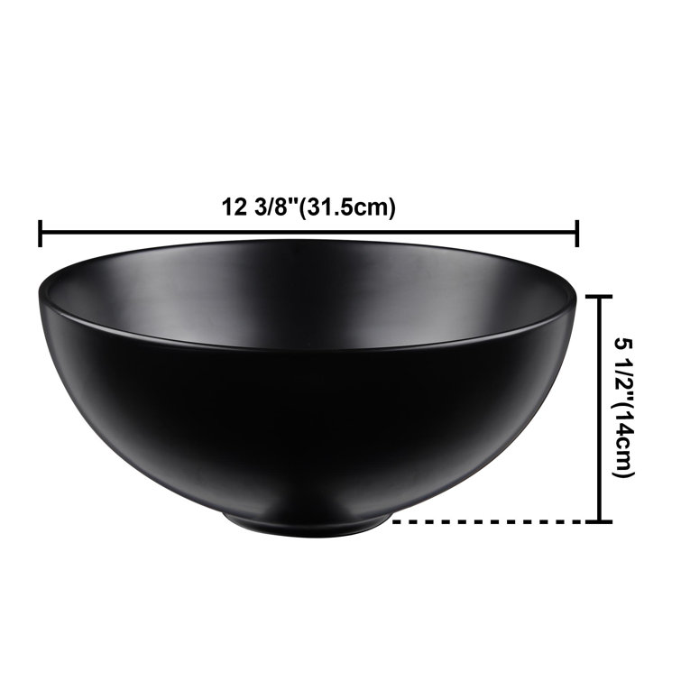 Aquaterior 12'' Matte Black Ceramic Round Bathroom Sink