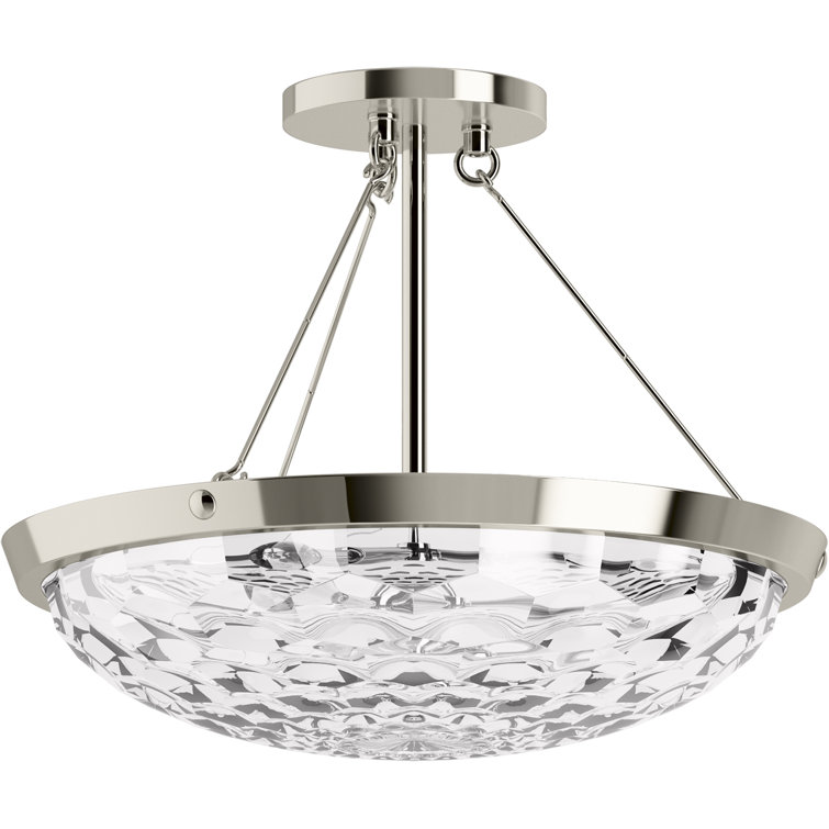 Arendela Polished Nickel Glass Semi-Flush Light