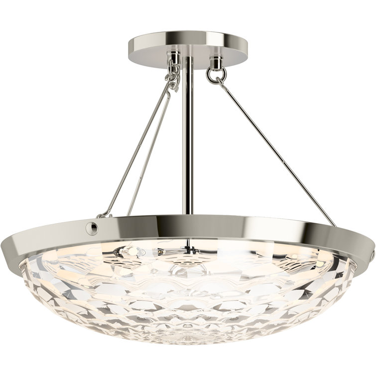 Arendela Polished Nickel Glass Semi-Flush Light