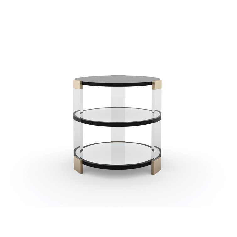 Black and Gold Round Wood and Metal End Table