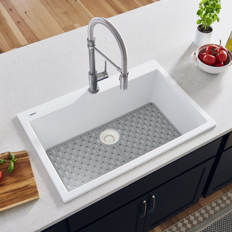Arctic White Granite Composite Single Bowl Kitchen Sink
