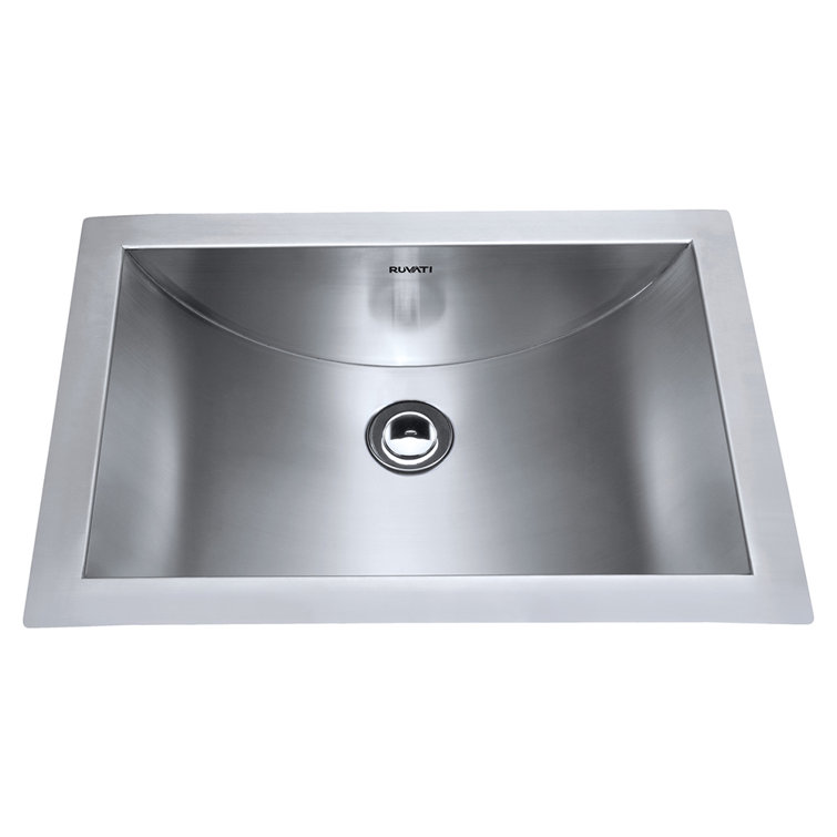 Brushed Stainless Steel Rectangular Undermount Bathroom Sink