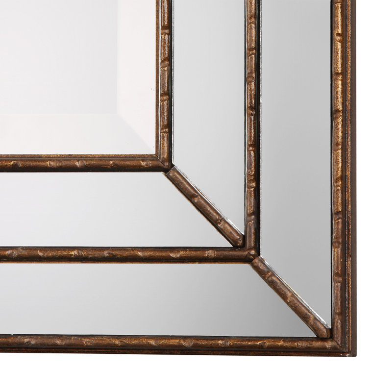 Almyra Grooved Bronze and Wood Rectangle Wall Mirror