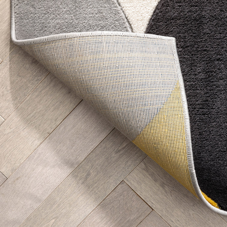 Blue and Gold Geometric Synthetic 5' x 7' Area Rug