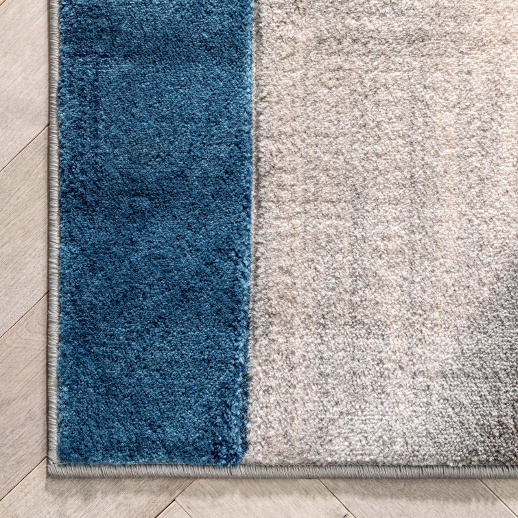 Modern Geometric Blue Synthetic 8' x 10' Easy-Care Area Rug