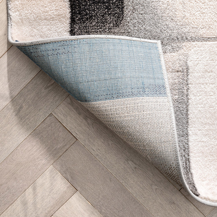 Modern Geometric Blue Synthetic 8' x 10' Easy-Care Area Rug