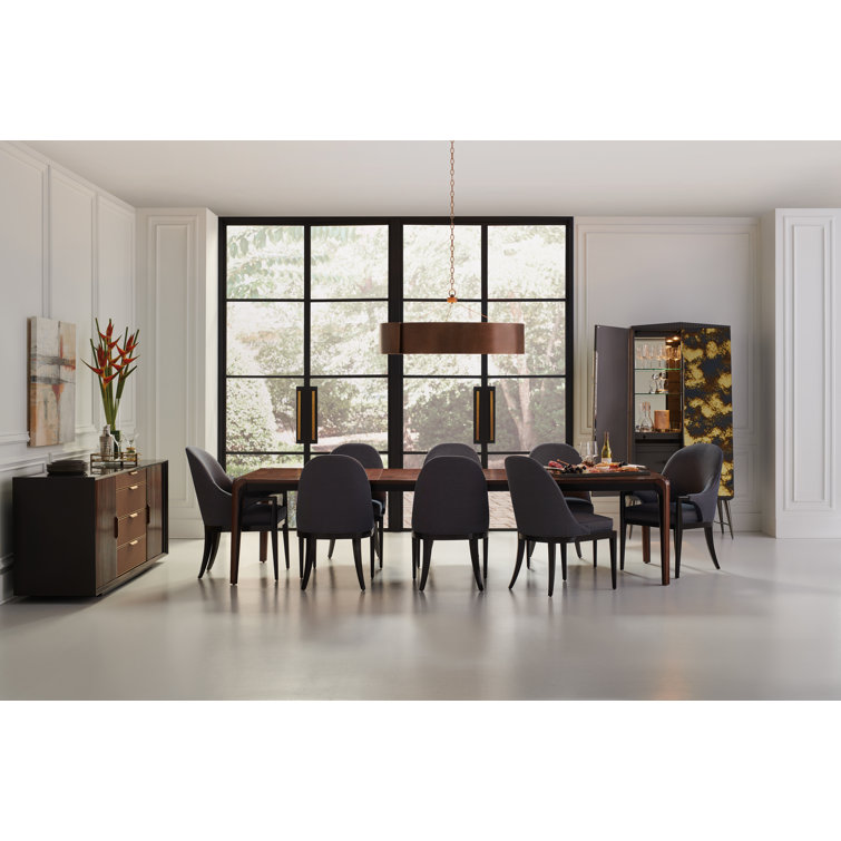 Rich Walnut Extendable Dining Table with Dark Chocolate Accents