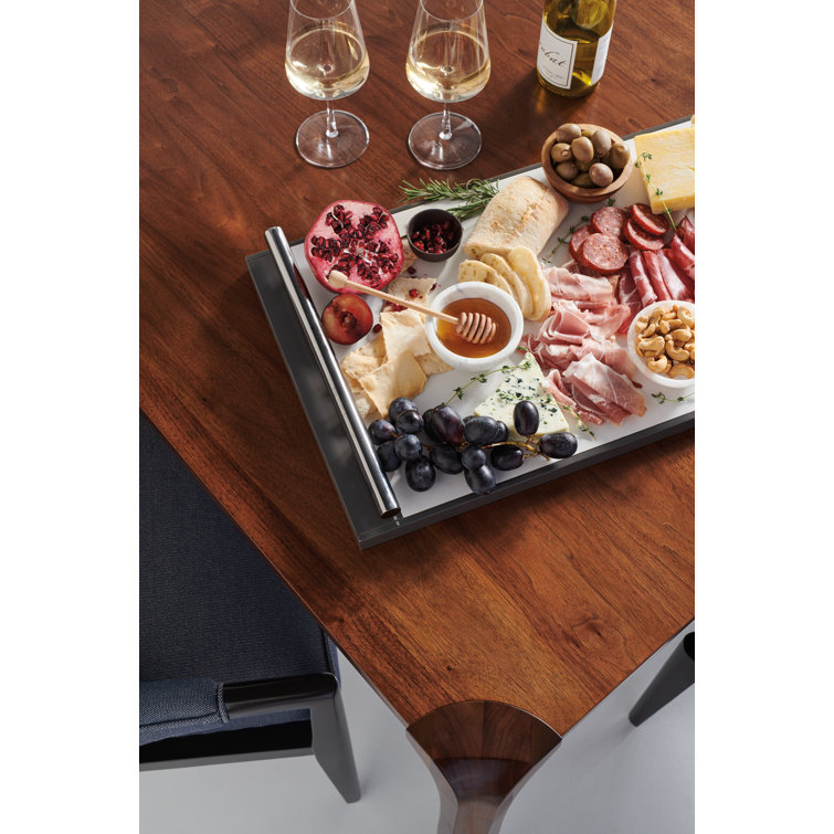 Rich Walnut Extendable Dining Table with Dark Chocolate Accents