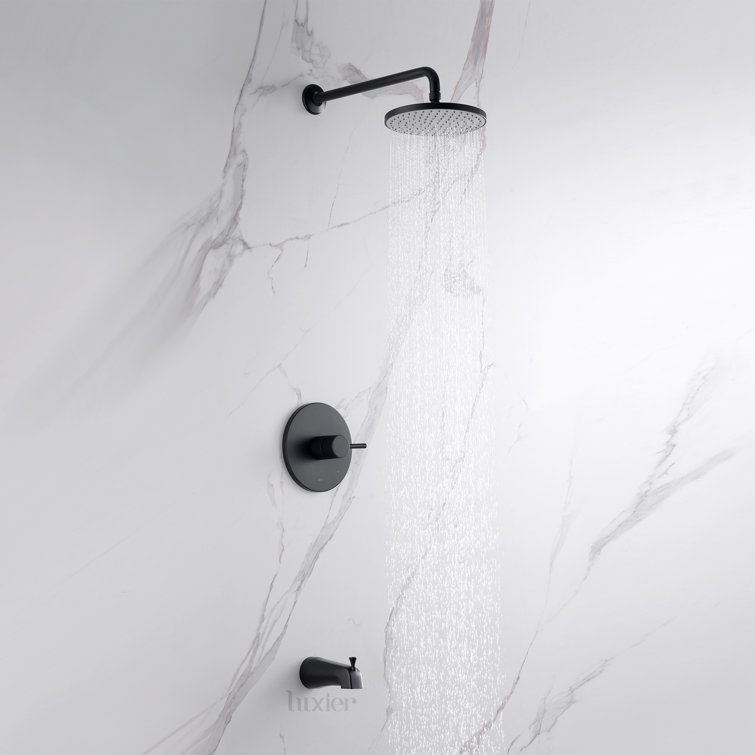 Matte Black Rainfall Wall Mounted Shower Faucet Set