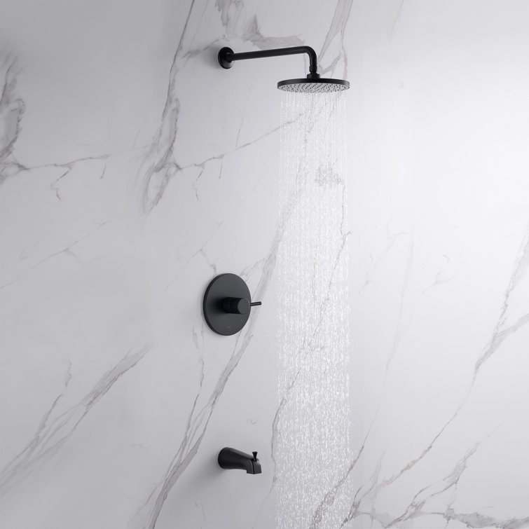 Matte Black Rainfall Wall Mounted Shower Faucet Set