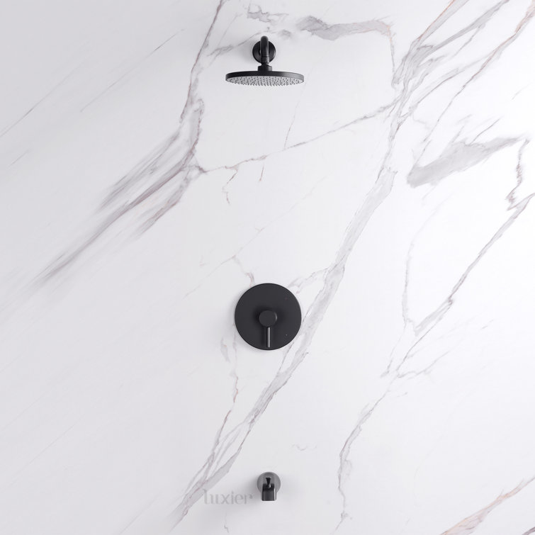 Matte Black Rainfall Wall Mounted Shower Faucet Set