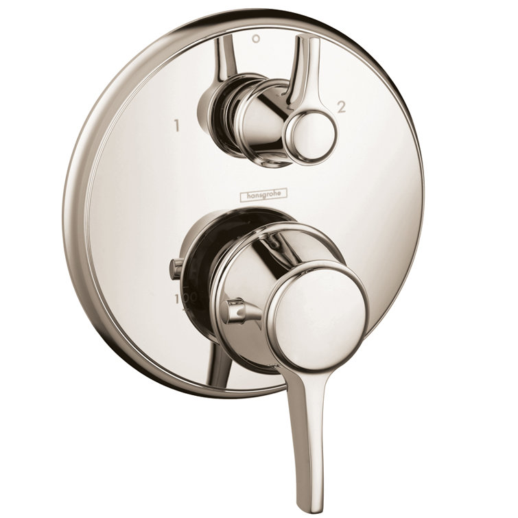 Polished Nickel Wall-Mounted Lever Shower Trim with Modern Design