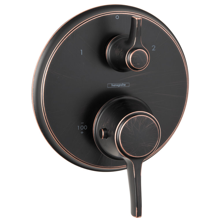 Rubbed Bronze Thermostatic Shower Trim with Lever Handle