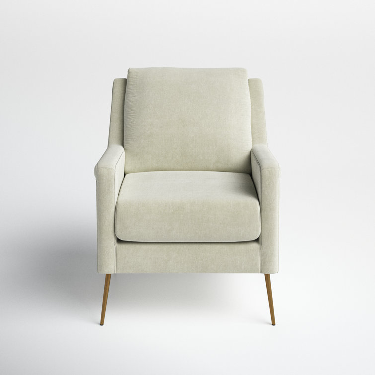 Mid-Century Modern Cream Accent Chair with Gold Legs