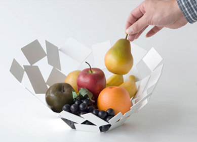 White Geometric Stainless Steel Fruit Holder Bowl