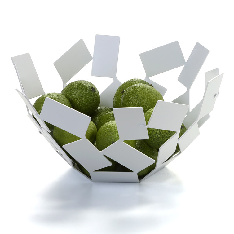 White Geometric Stainless Steel Fruit Holder Bowl