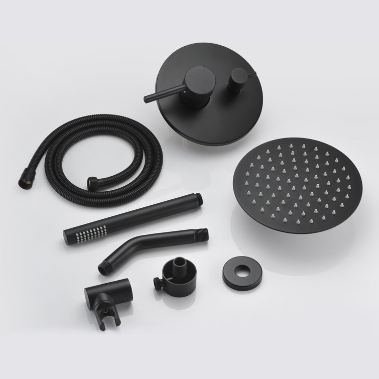 Matte Black Adjustable Rain Shower System with Handheld