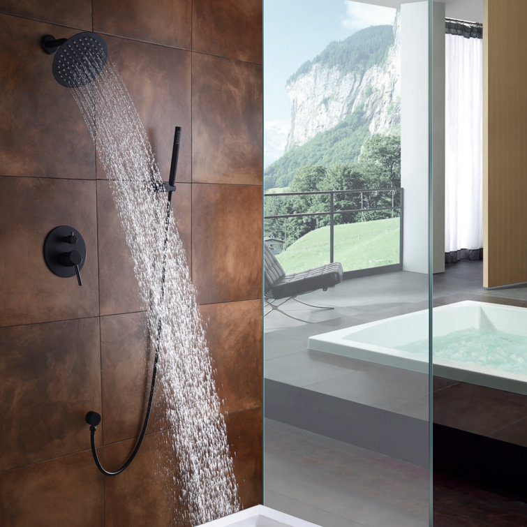 Matte Black Adjustable Rain Shower System with Handheld