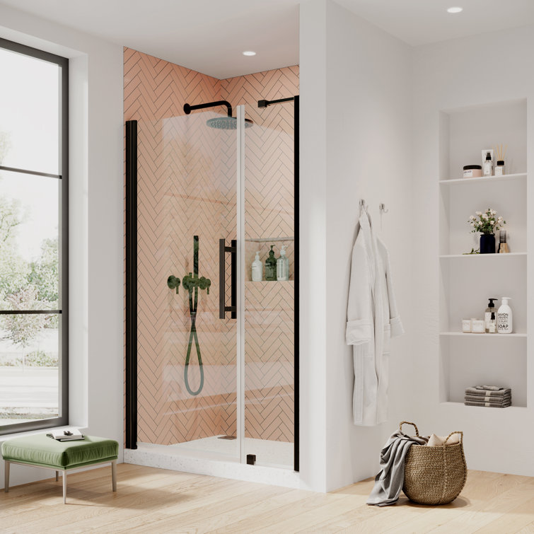 Pasadena Bronze Frameless Alcove Shower Kit with Tempered Glass Panels