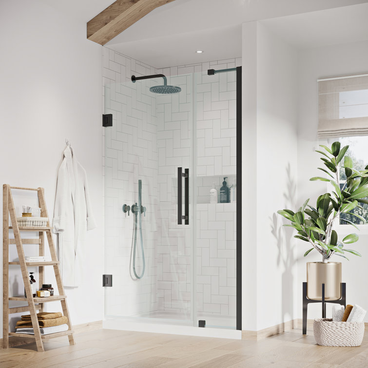 Tampa-Pro 38'' Black Frameless Rectangle Shower Kit with Acrylic Base