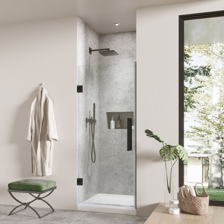 Tampa-Pro 32'' Black Frameless Rectangle Shower Kit with Acrylic Base