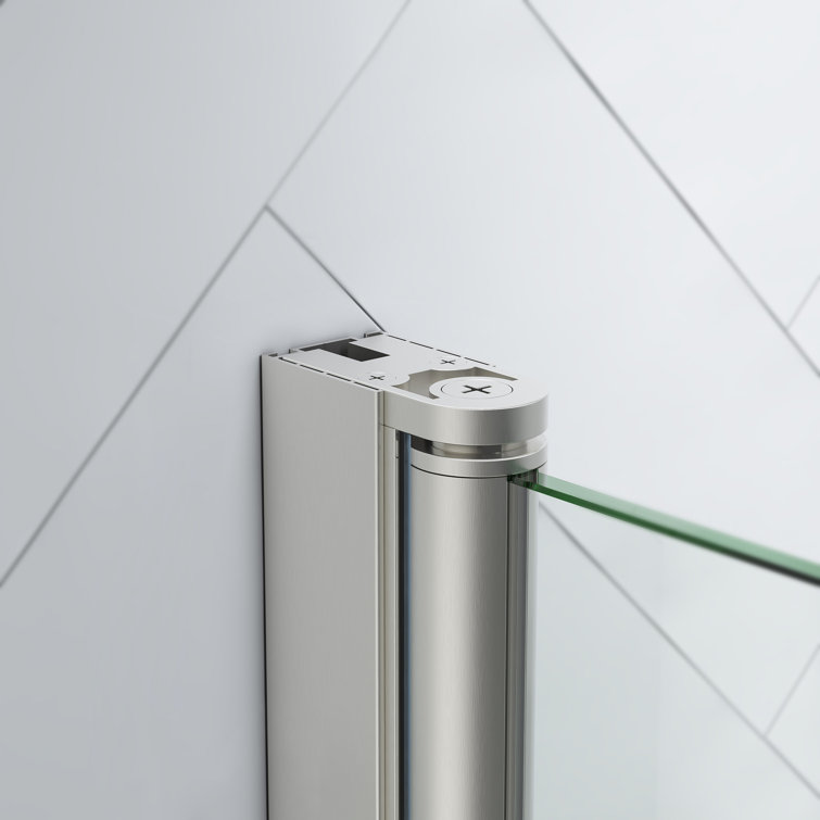 Pasadena 36'' Satin Nickel Frameless Corner Shower Kit with Shelves