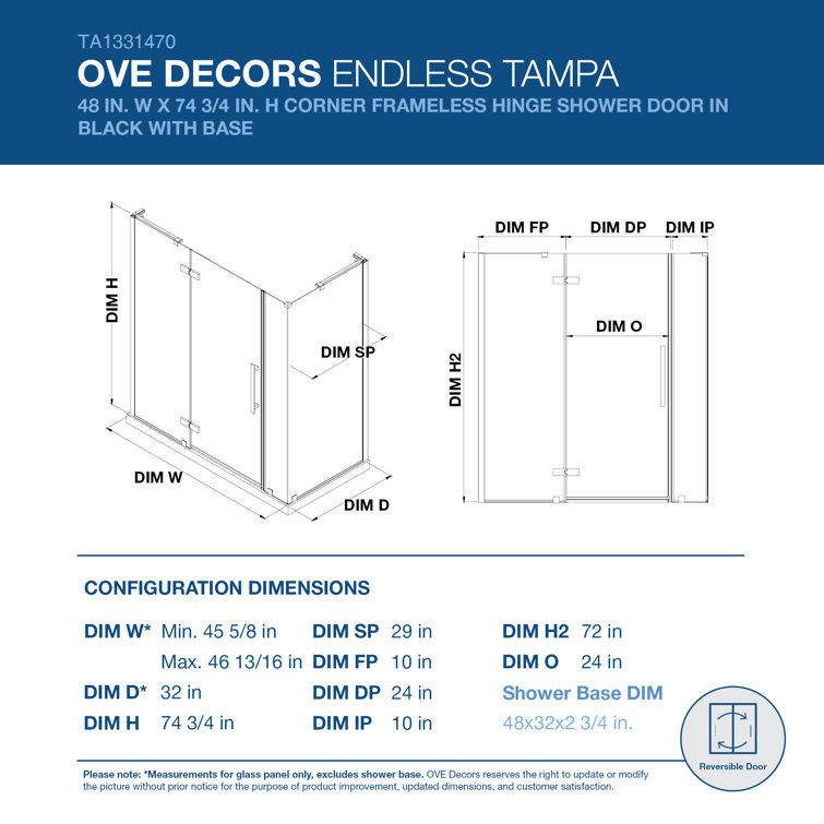 Endless Tampa Oil Rubbed Bronze Frameless Corner Shower Kit with Acrylic Base
