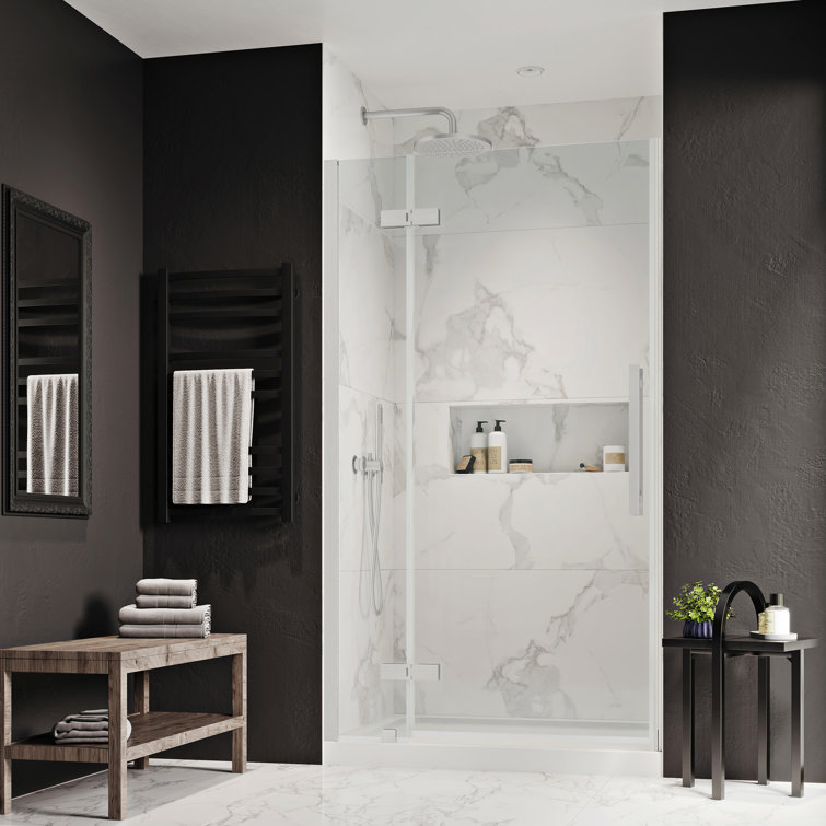Tampa 38" x 32" Satin Nickel Frameless Alcove Shower Kit
