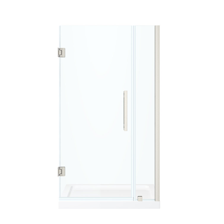 Tampa-Pro 32" Satin Nickel Frameless Alcove Shower Kit with Base