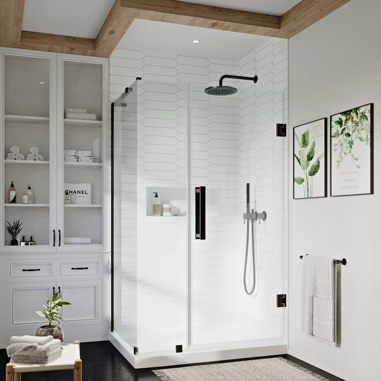 Tampa-Pro Frameless Oil Rubbed Bronze Shower Kit with Acrylic Base