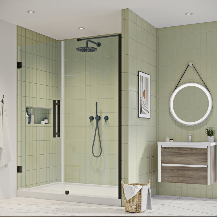 Tampa-Pro 60'' W x 72'' H Frameless Oil Rubbed Bronze Shower Kit