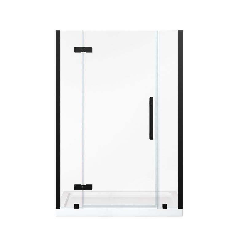 Tampa 48" Black Frameless Alcove Shower Kit with Acrylic Base