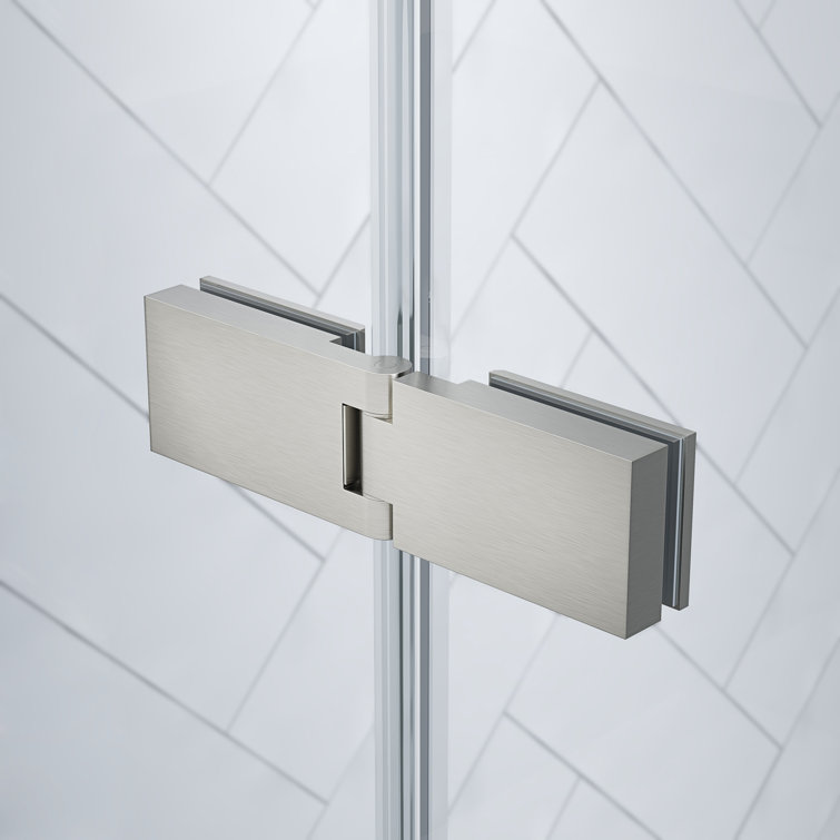 Nickel Frameless Corner Shower Kit with Tempered Glass Panels