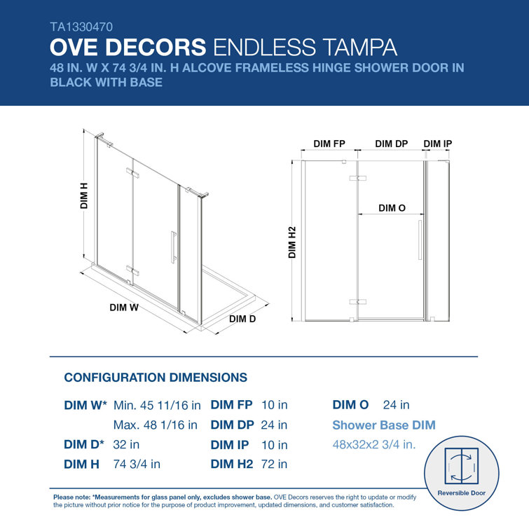 Endless Tampa Satin Nickel Frameless Shower Kit with Acrylic Base