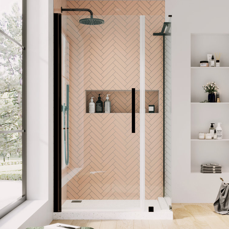 Pasadena 38.5" x 72" Frameless Corner Shower Kit in Oil Rubbed Bronze