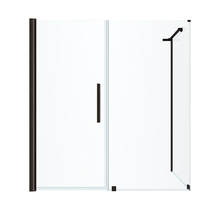 Pasadena Oil Rubbed Bronze Frameless Corner Shower Kit with Tempered Glass