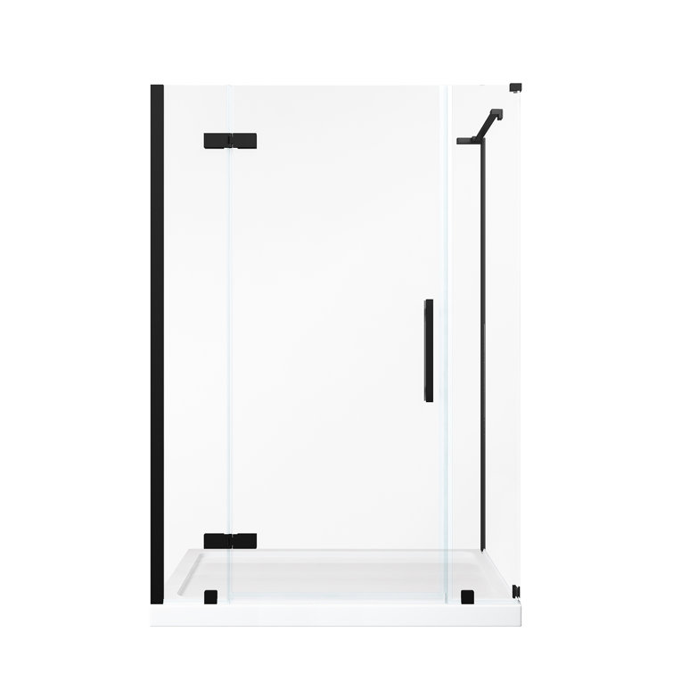 Tampa Black 48" x 36" Frameless Corner Shower Kit with Acrylic Base
