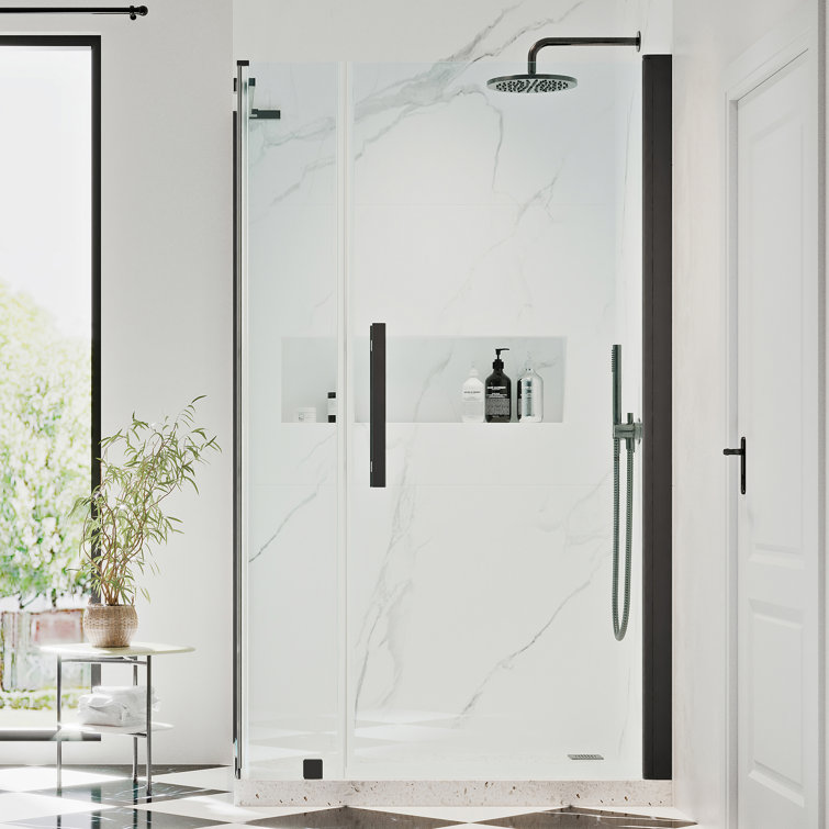 Pasadena 36.5" x 72" Frameless Black Glass Shower Kit