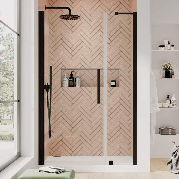 Pasadena Bronze Frameless Alcove Shower Kit with Tempered Glass Panels