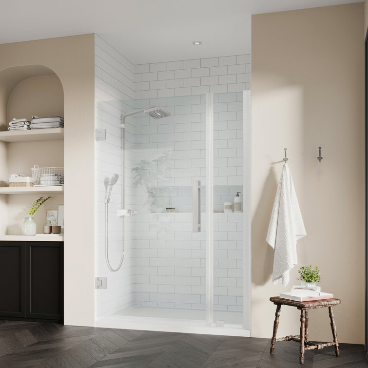 Tampa-Pro 34'' Satin Nickel Frameless Rectangle Shower Kit