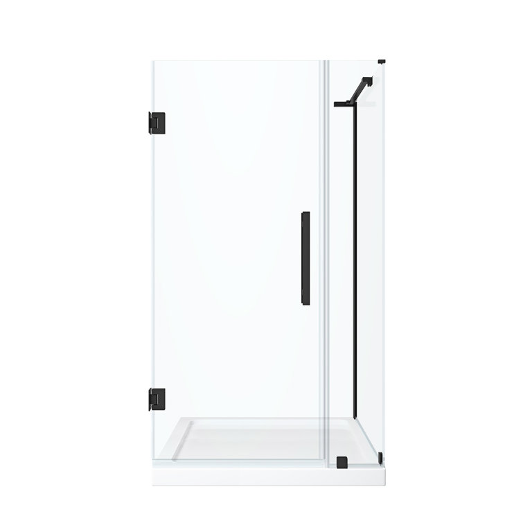Endless Tampa-Pro 36'' Black Frameless Corner Shower Kit with Acrylic Base